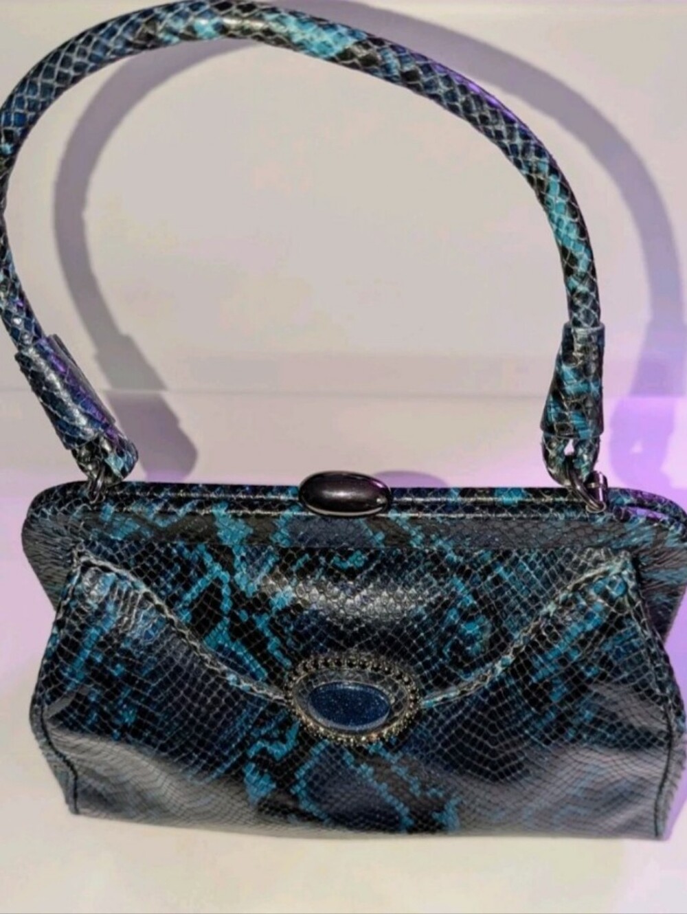 Via Spiga Snakeskin green Purse Bag Vintage hand bag Italian craftsmanship